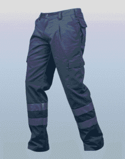 Pantalon kleur donkerblauw met striping