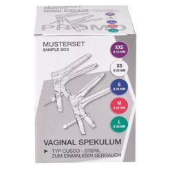 Vaginaal speculum disposable proefset maten XXS, XS, S, M, L
