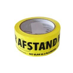 Tape 1,5m afstand houden PVC 66 mtr x 50mm