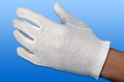 Katoenen handschoenen per paar verpakt. Niet steriel