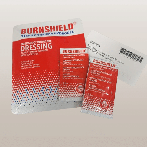 Navulling verbandkoffer BHV-EHBO Refill Service Arvem Hillegom Module 4 Burnshield Brandwond verzorging