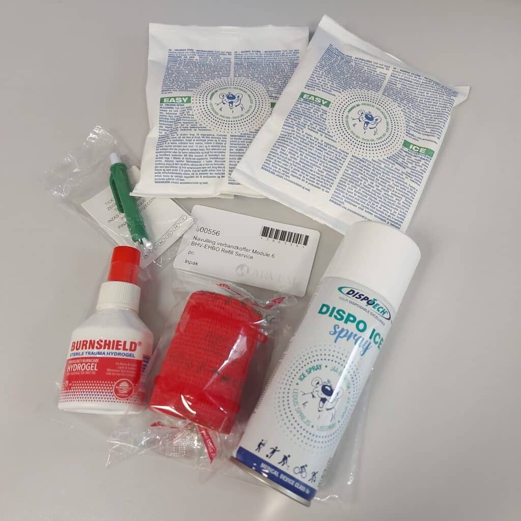 Navulling verbandkoffer BHV-EHBO Refill Service Arvem Hillegom Module 6 sport(evenementen)