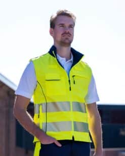 Bodywarmer Hi-Vision kleur fluorgeel-blauw