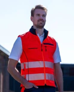 Bodywarmer Hi-Vision kleur fluorrood-blauw