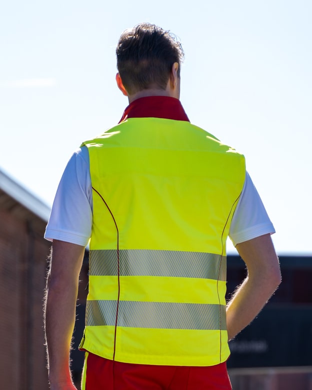 Bodywarmer Hi-Vision kleur fluorgeel-rood Crings Safety Workwear Arvem Hillegom