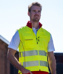 Bodywarmer Hi-Vision kleur fluorgeel-rood Crings Safety Workwear Arvem Hillegom